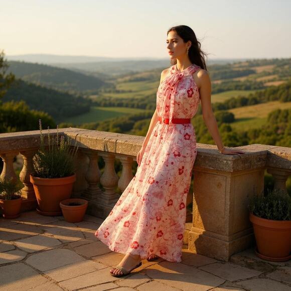 NWT Tibi Miss Priss Dress Womens Size 2 Pink Floral Chiffon Layered Belt $528 - Picture 1 of 9